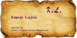 Kapus Lajos névjegykártya